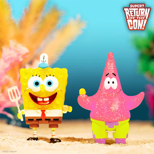 Super 7 SpongeBob and Patrick Glitter SDCC 2022 Exclusive Figure Two Pack